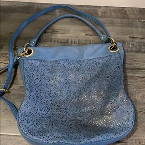 Bag leather , blue, new